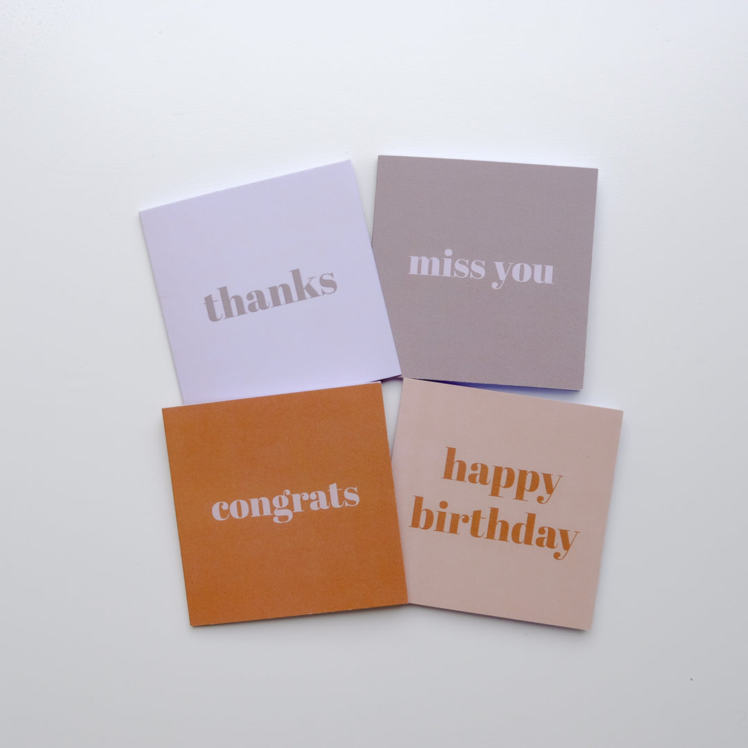 Mini Greetings Card - Happy Birthday, Congrats, Thanks,  Miss You